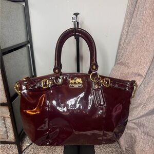 Coach Madison Deep Burgundy Patent Leather Satchel